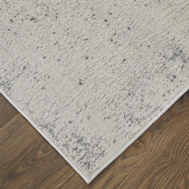 7' x 10' Ivory Gray and Black Abstract Power Loom Area Rug