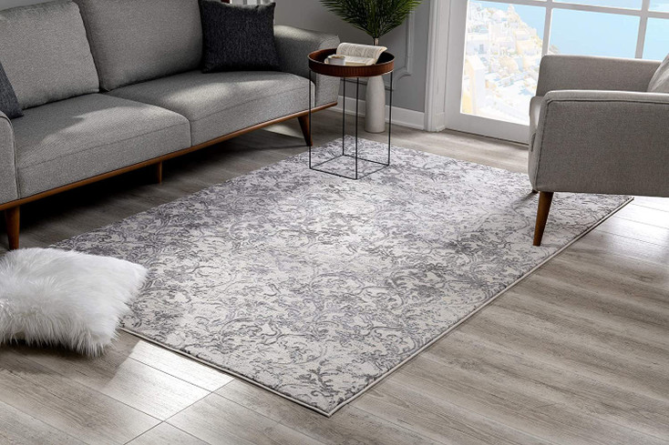7' x 10' Cream Toile Power Loom Area Rug