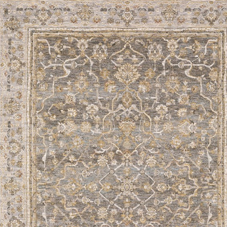 7' x 10' Beige Grey Machine Woven Oriental Indoor Area Rug