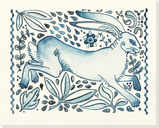 Hare Rabbit Jumps Wrapped Canvas Giclee Print Wall Art
