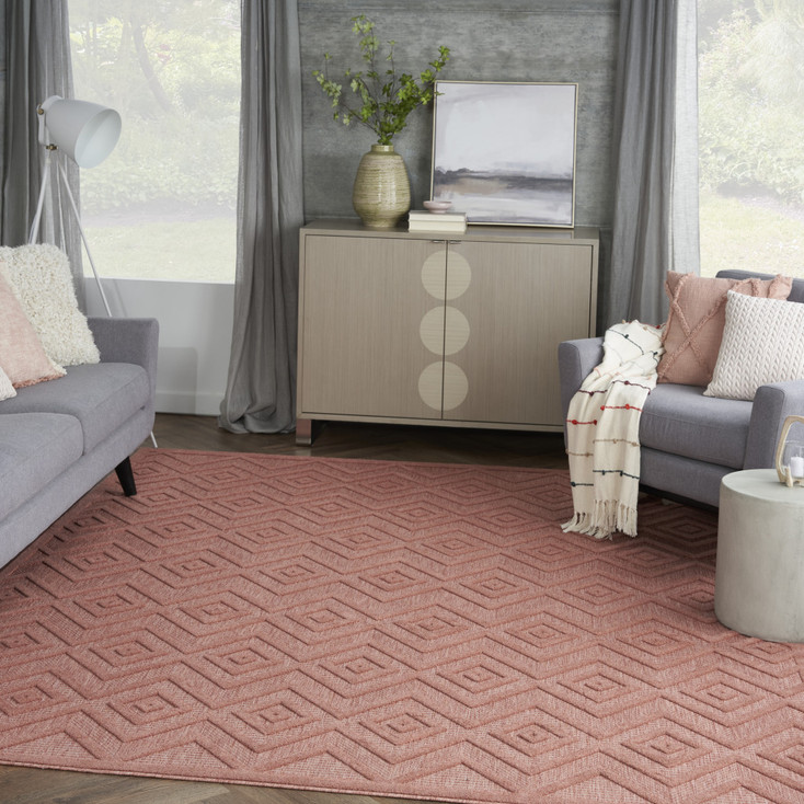 7' x 10' Orange Geometric Flat Weave Polypropylene Area Rug