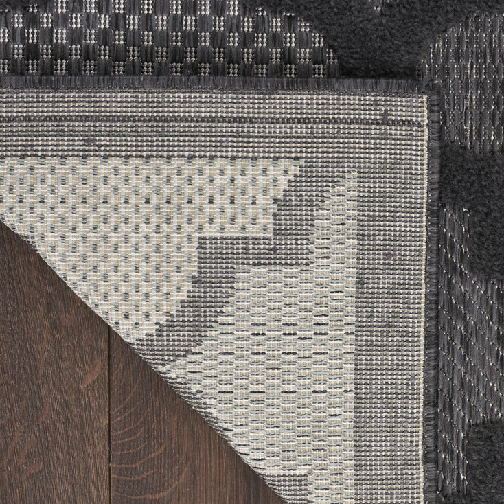 7' x 10' Black Geometric Flat Weave Area Rug