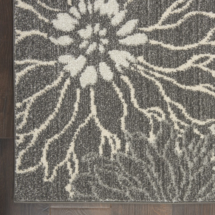 7' x 10' Blue and Gray Floral Power Loom Area Rug