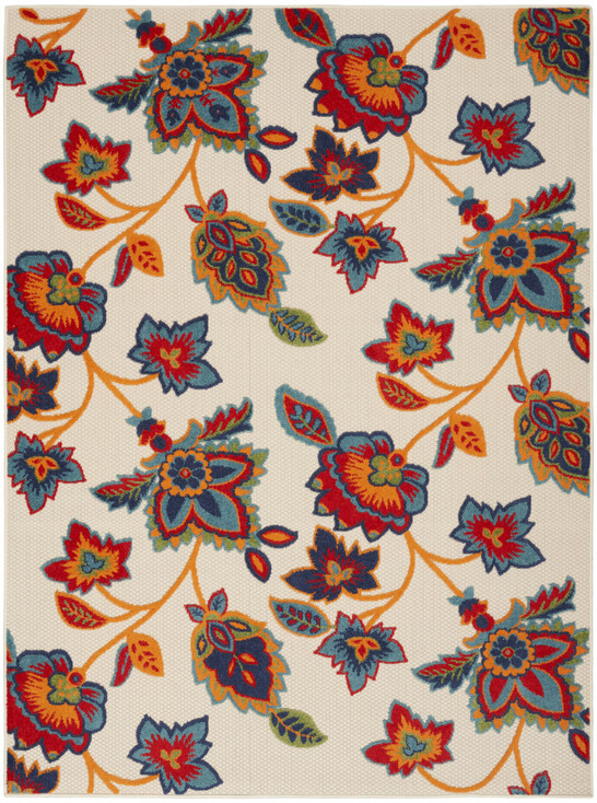 7' x 10' Multicolor Floral Stain Resistant Polypropylene Area Rug