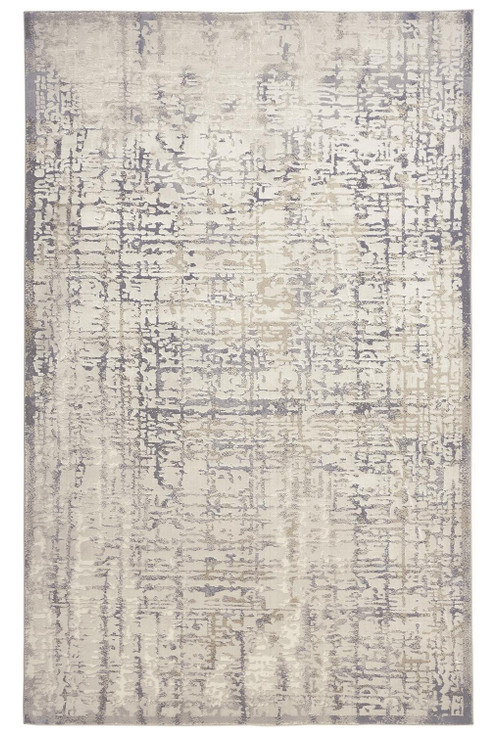 7' x 10' Ivory and Gray Abstract Stain Resistant Area Rug