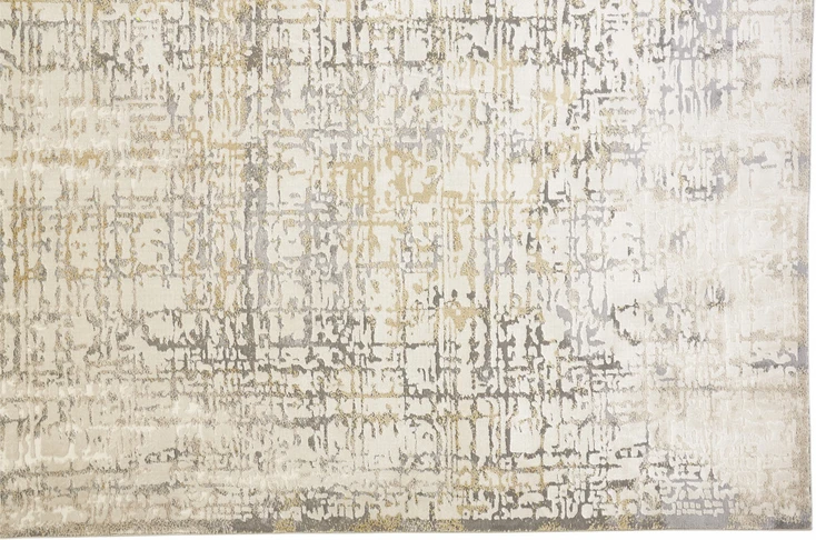 7' x 10' Ivory and Gray Abstract Stain Resistant Area Rug