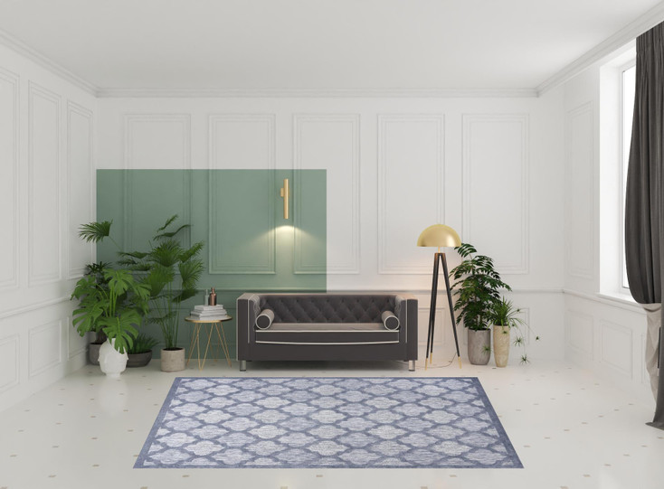 7' x 10' Blue Geometric Flat Weave Area Rug