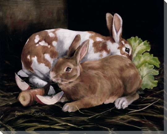 Plantation Rabbits Wrapped Canvas Giclee Print Wall Art
