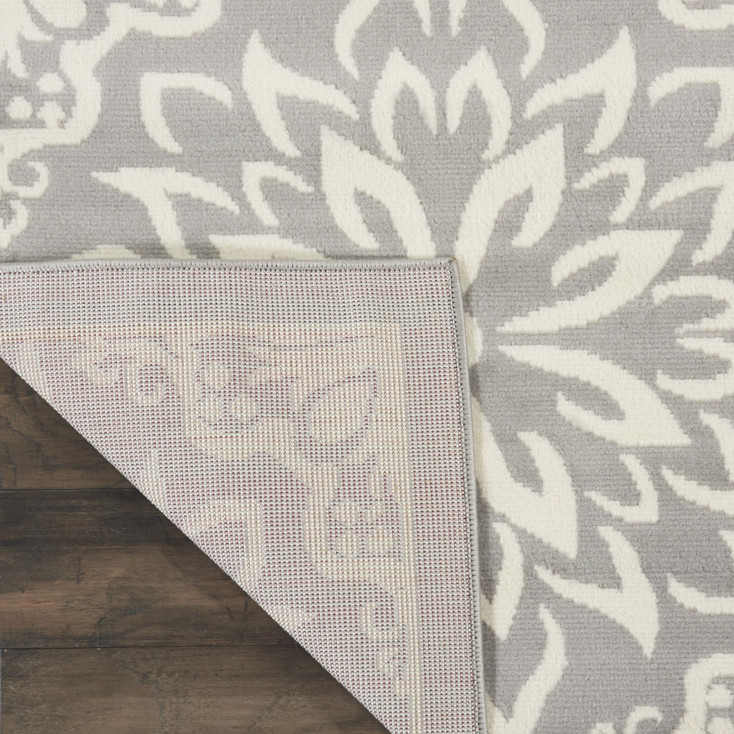 7' x 10' Gray Floral Power Loom Area Rug