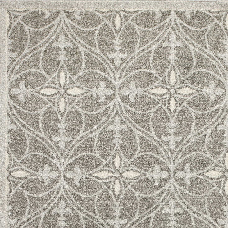 7' x 11' Grey Geometric Trellis UV Treated Indoor Area Rug