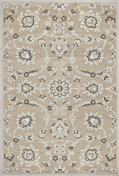 7' x 11' Beige or Grey Floral Vines UV Treated Indoor Area Rug