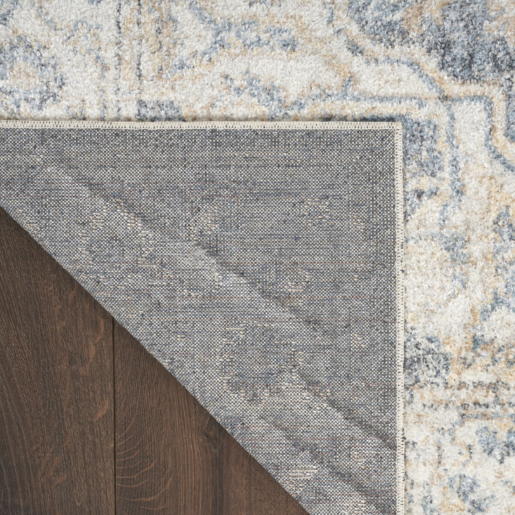 7' x 9' Gray Oriental Power Loom Washable Rectangle Area Rug