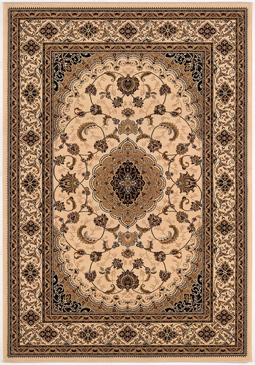 7' x 9' Cream Floral Medallion Area Rug