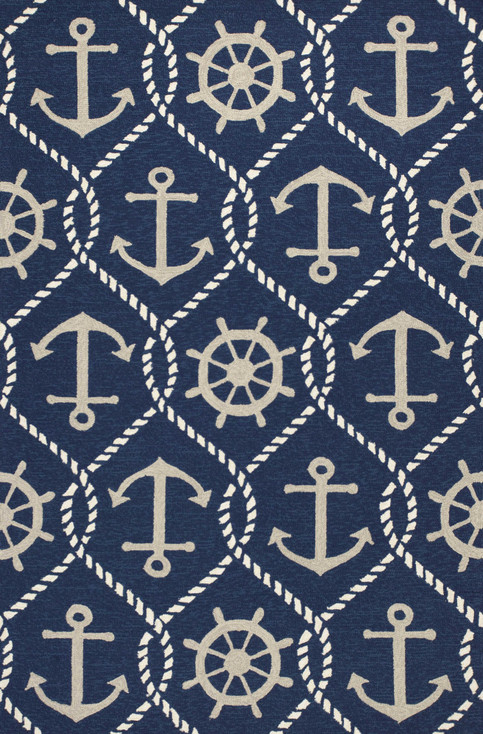 7' x 9' UV Treated Polypropylene Navy Area Rug