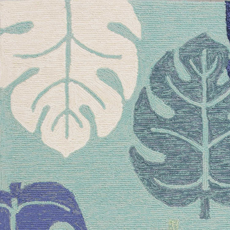 7' x 9' UV Treated Polypropylene Turquoise Area Rug