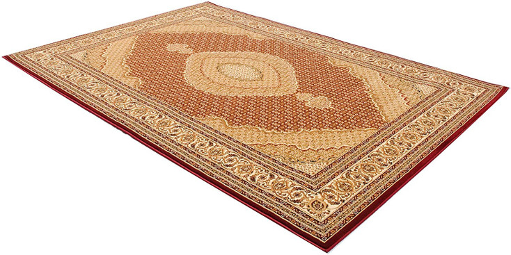 7' x 9' Red and Beige Medallion Area Rug