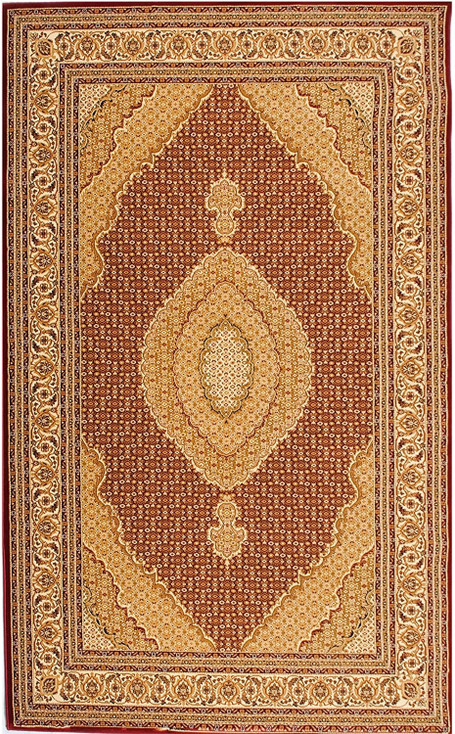 7' x 9' Red and Beige Medallion Area Rug