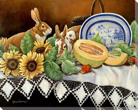 Four Seasons III Rabbits Wrapped Canvas Giclee Print Wall Art