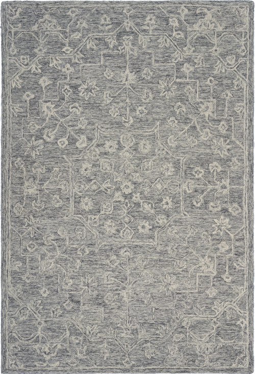 7' x 9' Gray Floral Finesse Area Rug