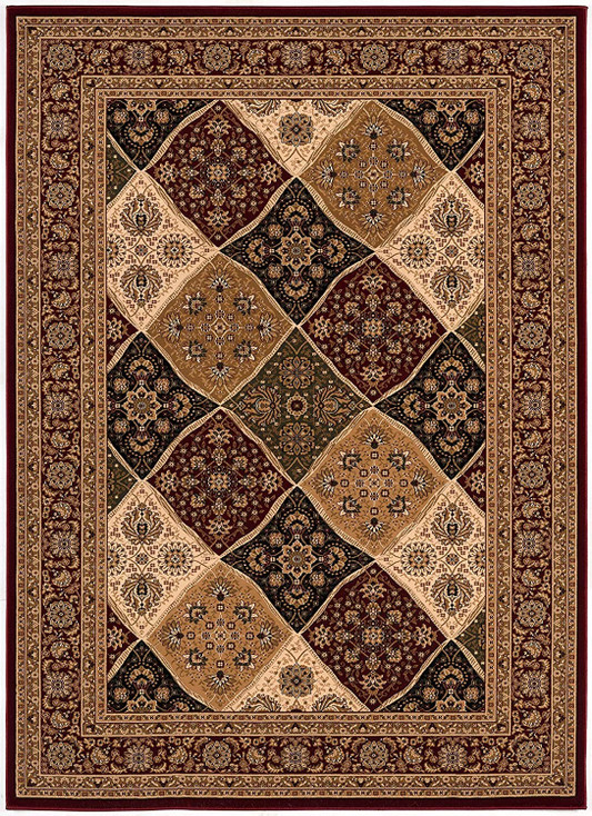 7' x 9' Red Decorative Diamonds Area Rug