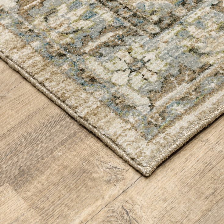 7' x 9' Beige and Ivory Medallion Area Rug