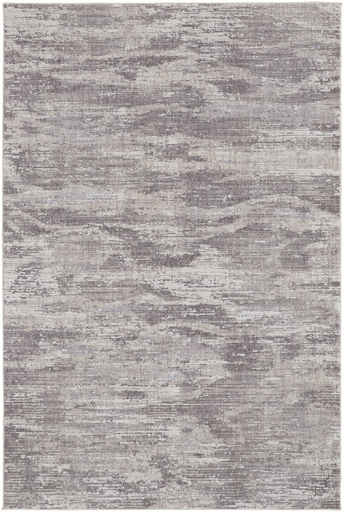 7' x 9' Tan Taupe and Gray Abstract Power Loom Distressed Stain Resistant Area Rug