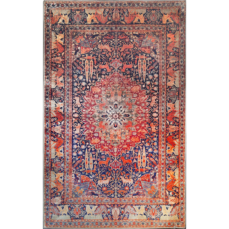 7' x 9' Brown Medallion Stain Resistant Area Rug