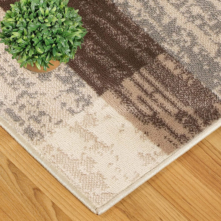 7' x 9' Slate Patchwork Power Loom Stain Resistant Area Rug