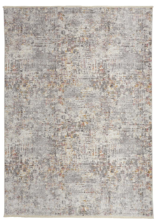 8' x 10' Ivory Tan and Taupe Abstract Stain Resistant Area Rug