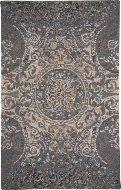 8' x 10' Gray Blue and Taupe Wool Abstract Tufted Handmade Stain Resistant Area Rug