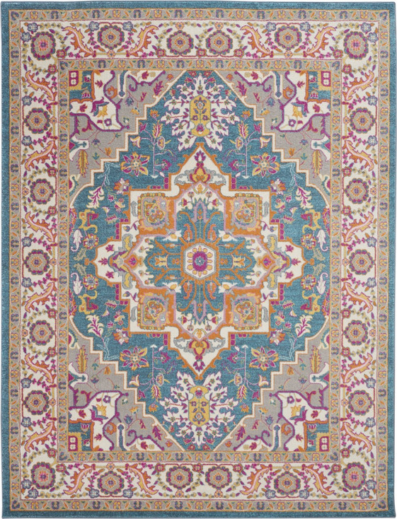 8' x 10' Teal Blue Power Loom Polypropylene Area Rug