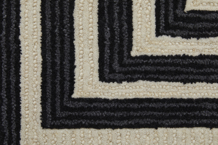 8' x 10' Gray Ivory and Black Wool Abstract Tufted Handmade Area Rug