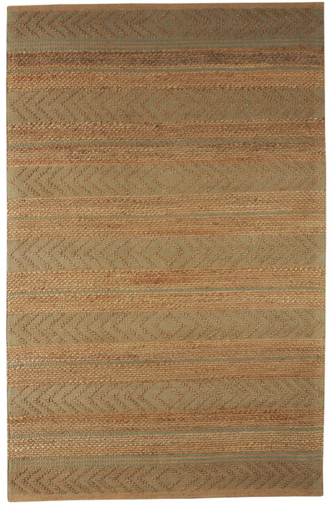8' x 10' Seafoam and Tan Bohemian Striped Area Rug