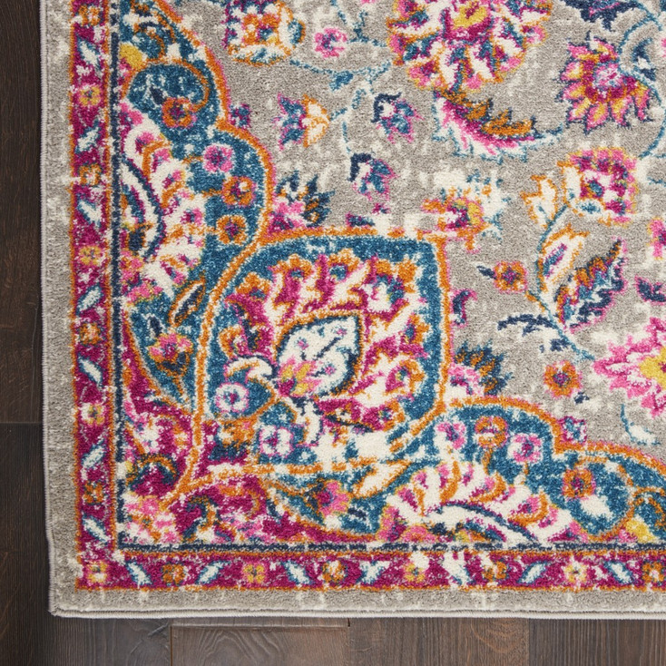 8' x 10' Pink and Gray Power Loom Area Rug