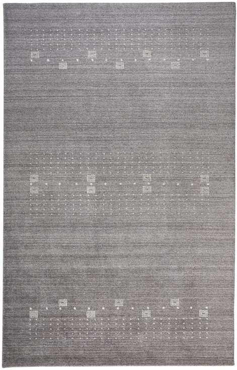 8' x 10' Gray and Ivory Wool Hand Knotted Stain Resistant Area Rug