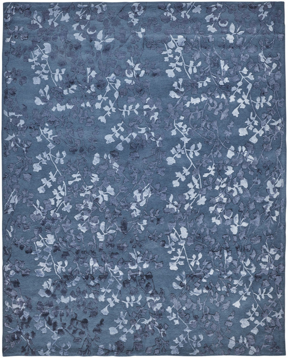 8' x 10' Blue Wool Floral Tufted Handmade Rectangle Area Rug