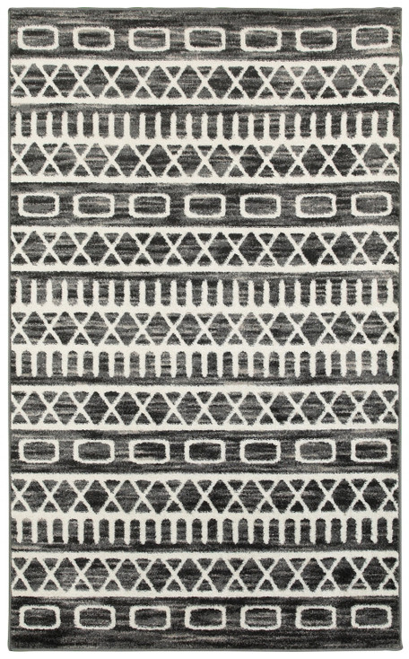 8' x 10' Black and White Geometric Area Rug