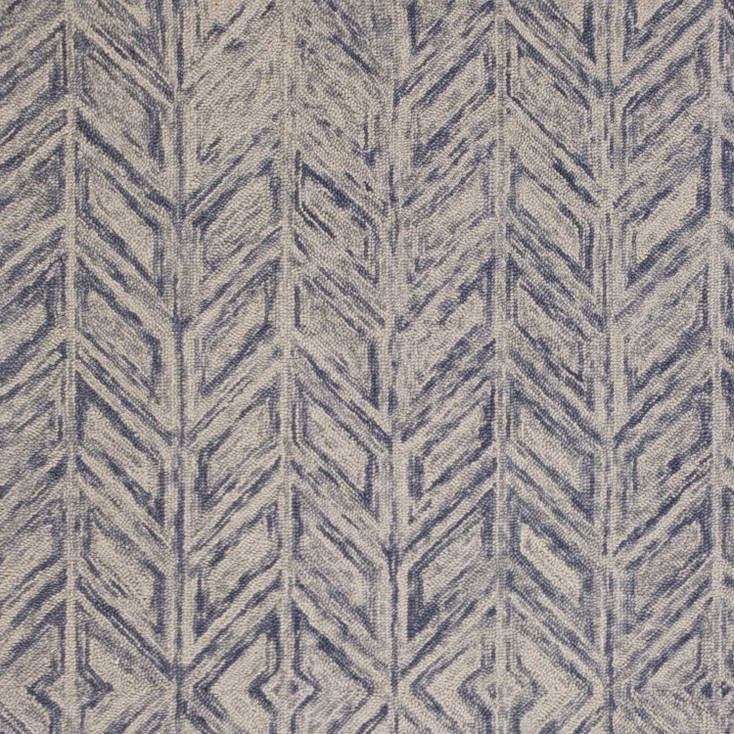 8' x 10' Blue Hand Tufted Herringbone Indoor Area Rug