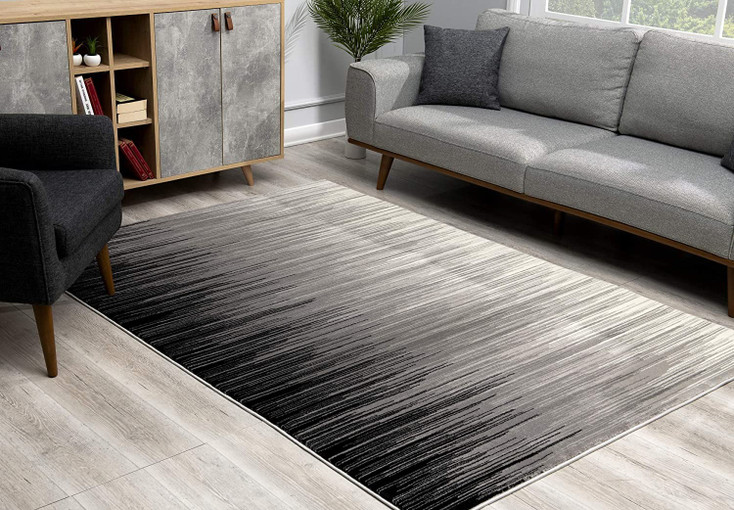 8' x 10' Black Abstract Dhurrie Area Rug