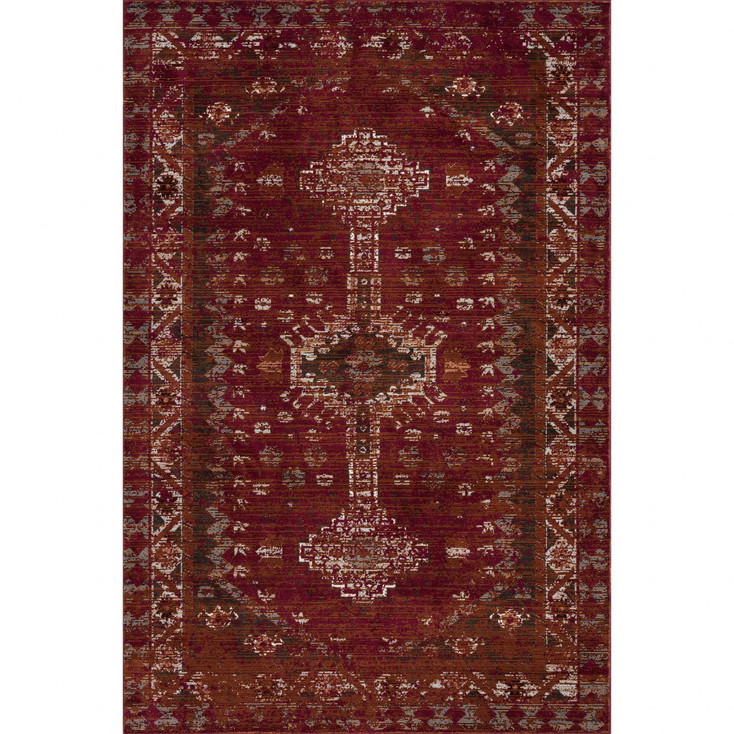 8' x 10' Deep Red Traditional Area Rug