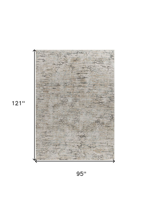 8' x 10' Beige Abstract Stain Resistant Area Rug