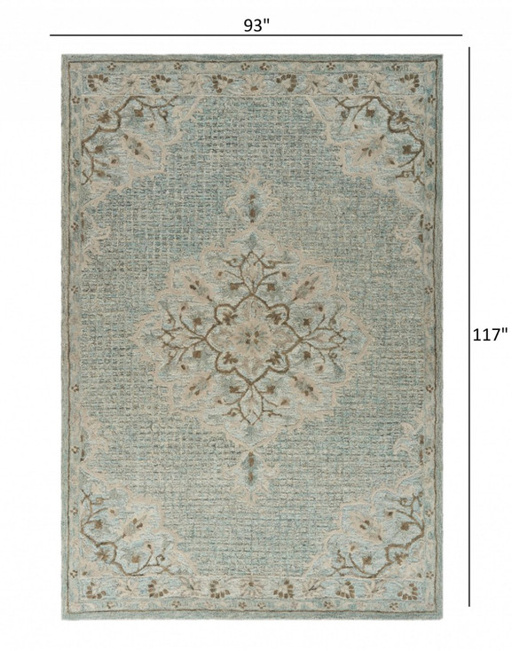 8' x 10' Blue Wool Hand Tufted Area Rug
