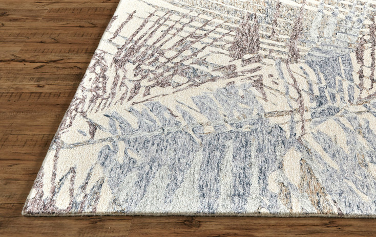 8' x 10' Blue Ivory and Taupe Wool Abstract Tufted Handmade Stain Resistant Area Rug