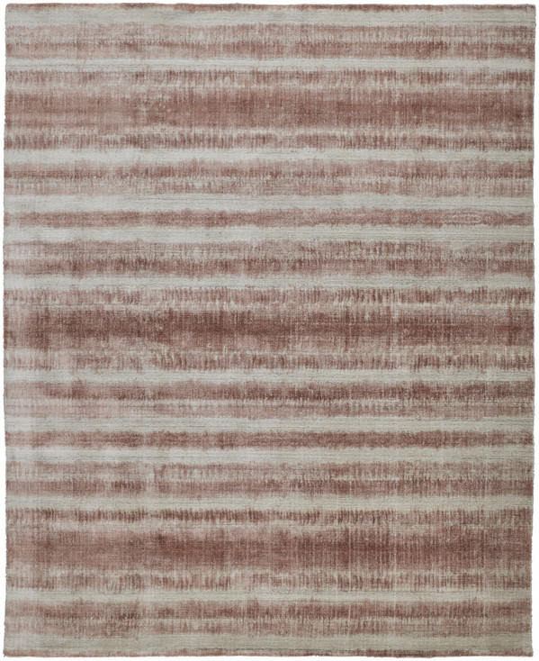 8' x 10' Tan Ivory and Pink Abstract Hand Woven Area Rug