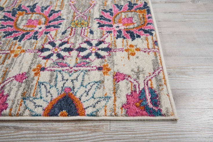 8' x 10' Silver Floral Power Loom Area Rug