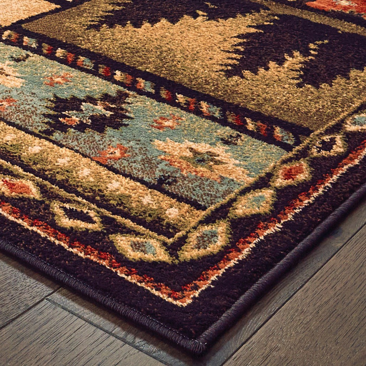 8' x 10' Black and Brown Nature Lodge Area Rug