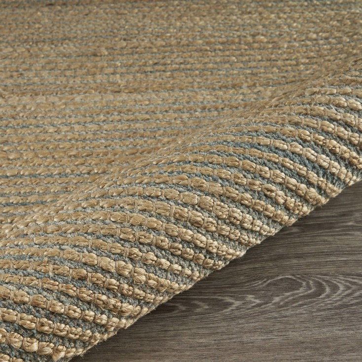 8' x 10' Tan and Blue Undertone Striated Area Rug
