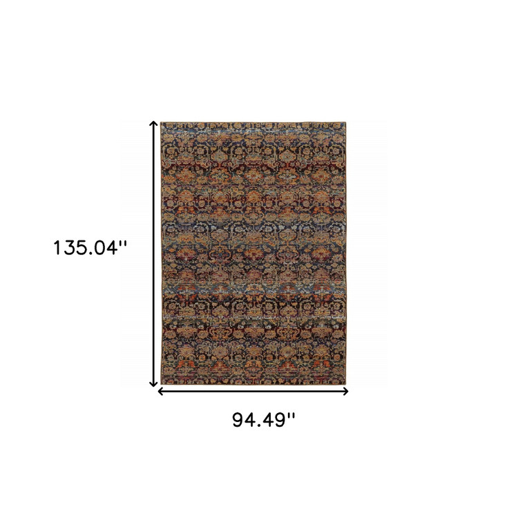 8' x 10' Multi and Blue Abstract Power Loom Stain Resistant Area Rug