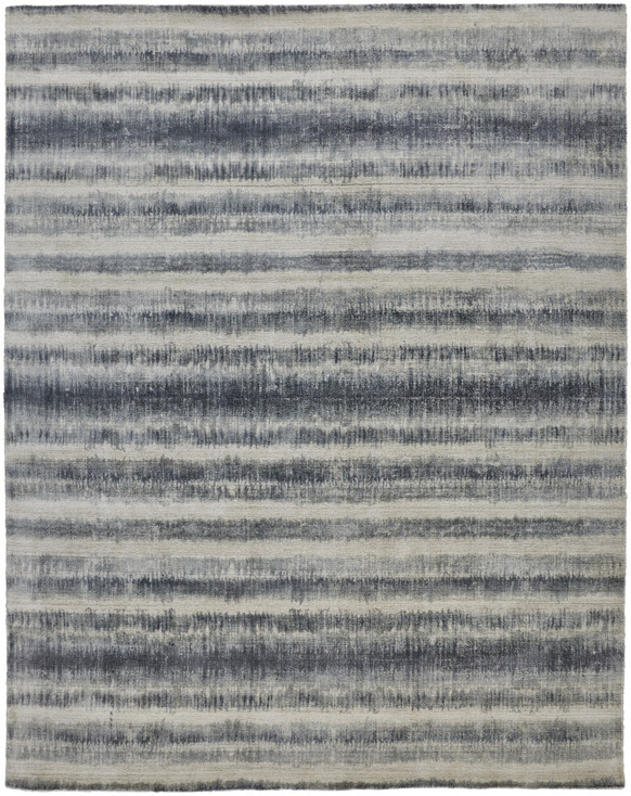 8' x 10' Ivory and Blue Abstract Hand Woven Area Rug