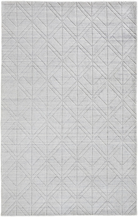 8' x 10' White and Silver Striped Hand Woven Area Rug